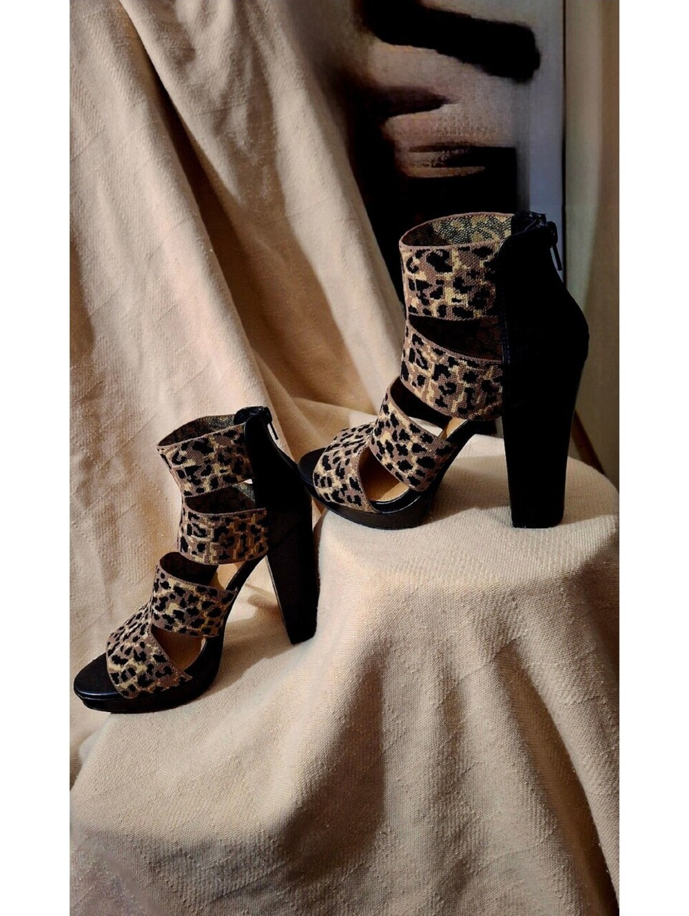 Report  Brand Leopard Print High Heel Sandal Boots - Bold and Stylish!